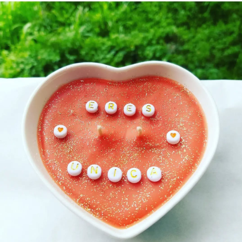 Pack x6 Velas en Forma de Corazón – Mensajes Motivadores & Aromas Dulces