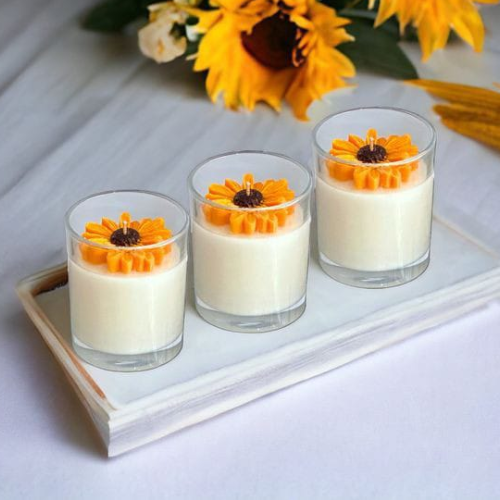 Pack x6 Velas Artesanales en Forma de Girasol – Edición Exclusiva